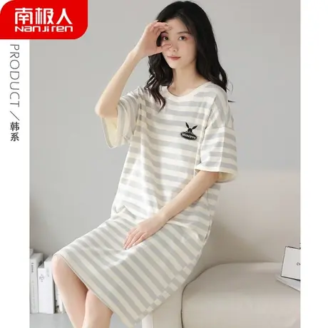 睡裙女夏季 纯棉 夏款性感女士春秋款网红风孕妇清雅睡衣女款夏天商品大图
