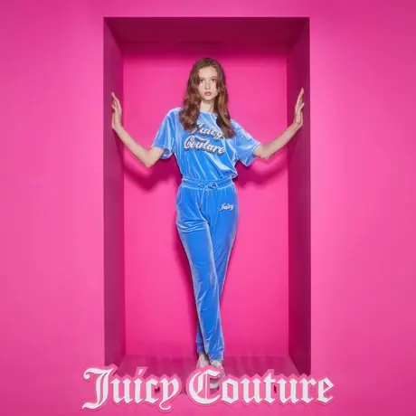 Juicy Couture橘滋23新款复古珠片绣丝绒短袖女T恤商品大图
