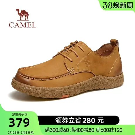 骆驼2024春季新款磨砂牛皮环保生胶底轻量防滑经典商务休闲鞋男士商品大图