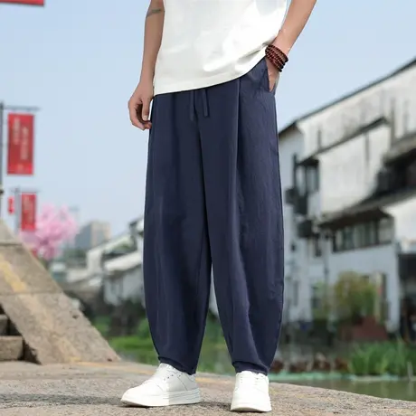 灯笼裤男宽松太极裤男士中国风大码武术练功裤阔腿棉麻功夫长裤子商品大图