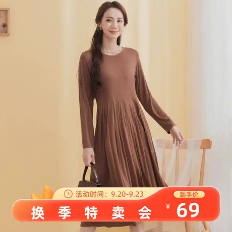 桔熊春秋季休闲t恤长裙子女通勤修身高腰连衣裙胖妹妹大码DA8157图片