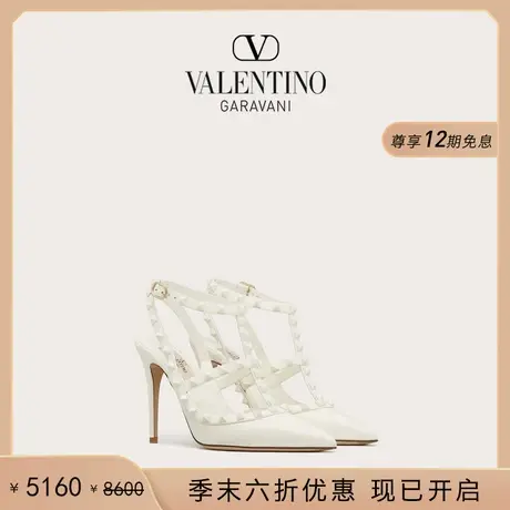 [季末优惠]华伦天奴VALENTINO女士 ROCKSTUD 铆钉系带高跟鞋凉鞋图片