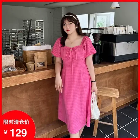 大码女装法式长款茶歇裙2023年夏季新款妹妹胖mm显瘦连衣裙遮肚子图片