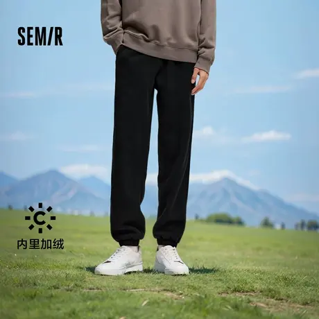 森马休闲裤男加绒加厚2024冬季新款针织束脚裤子oversize百搭长裤图片