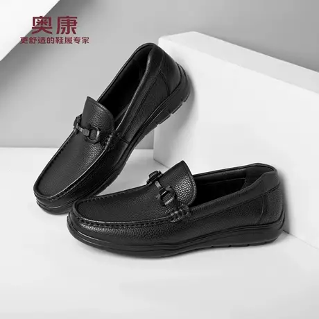 奥康 男鞋2025秋季新款真皮男士软底软皮豆豆鞋一脚蹬休闲皮鞋N商品大图