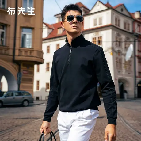 MrBu布先生半拉链立领加厚保暖T恤2025秋季新款运动上衣男BT16876商品大图