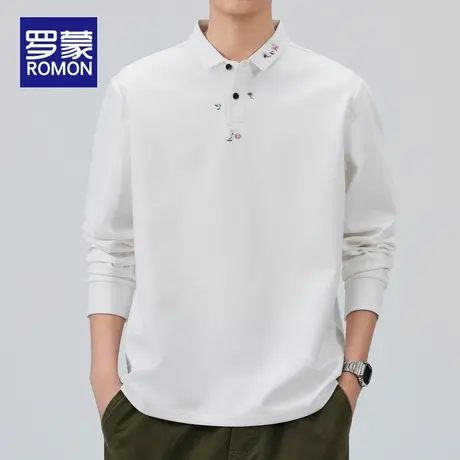 罗蒙Polo衫男士长袖卫衣秋季2025新款美式上衣服男休闲外套春秋款商品大图