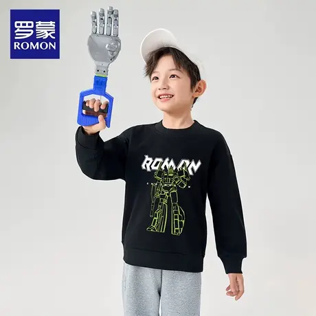 罗蒙童装男童秋装卫衣春秋款儿童上衣2025新款男孩秋季帅气中大童商品大图
