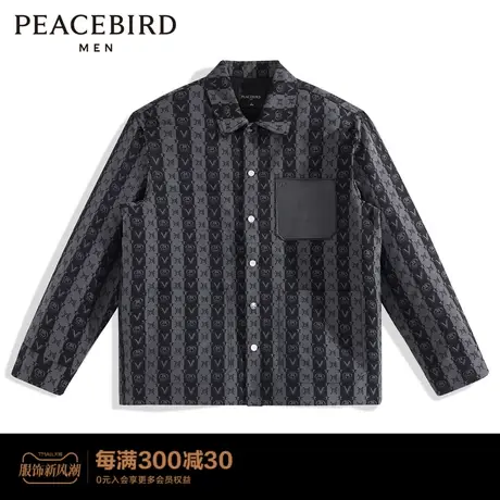【商场同款】太平鸟男装 2023年春季新款老花衬衫男B1CHD1413商品大图