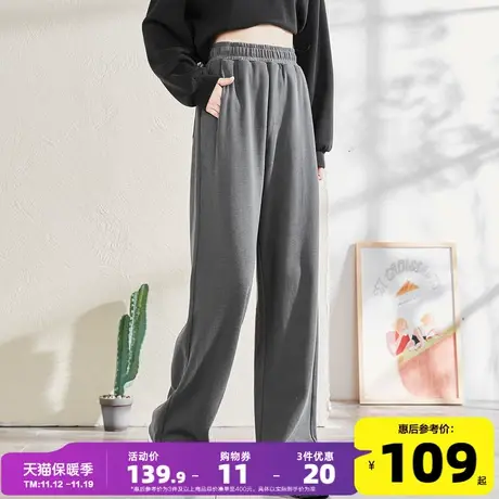 唐狮2022秋季新款休闲裤女拖地裤阔腿宽松显瘦抽绳运动裤女ins潮图片