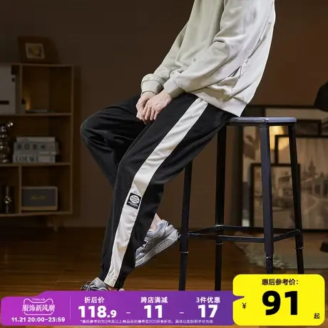 唐狮2023秋冬新款灯芯绒裤子男款休闲裤宽松韩版束脚长裤子潮牌商品大图