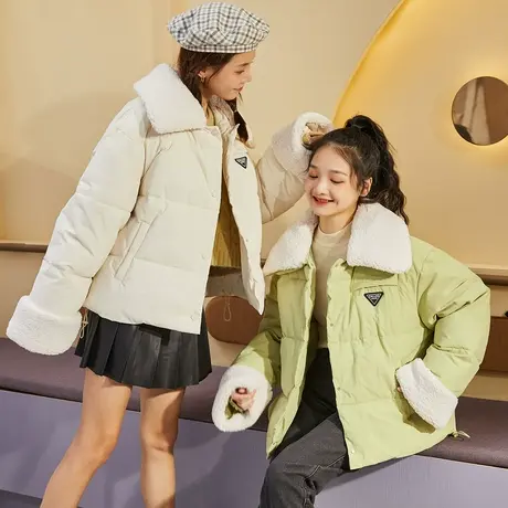 唐狮冬季毛领保暖女棉衣设计感小众加厚小个子棉袄ins图片