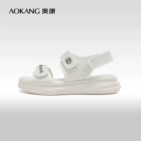 奥康女鞋 夏季气质优雅时尚休闲运动沙滩凉鞋溶解平底日常舒适潮商品大图