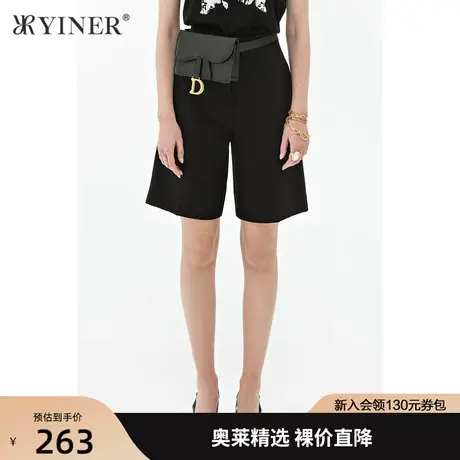 YINER音儿女装夏季新款时尚通勤格子休闲裤商品大图