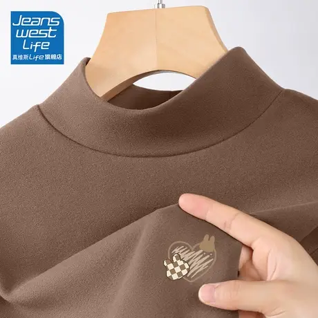 真维斯LIFE德绒内搭打底衫女2023新款秋冬加厚长袖内搭上衣女冬季商品大图