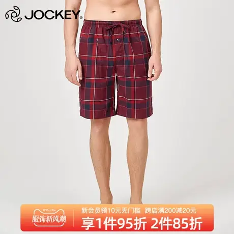 Jockey睡裤男短裤夏季纯棉家居裤系带男士中裤五分裤可外穿裤子图片