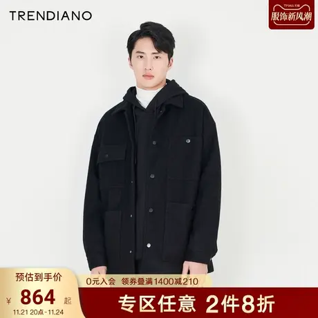 TRENDIANO官方男装冬季新款双面布呢料毛呢外套商品大图