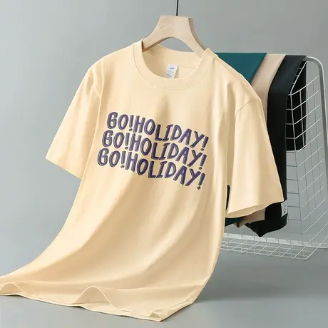 重磅纯棉短袖t恤男装潮牌夏季圆领上衣服宽松全棉打底衫美式体恤商品大图