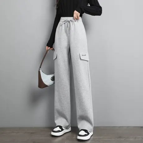 时尚气质休闲裤2023年秋季新款女装高腰松紧百搭通勤运动直筒长裤商品大图