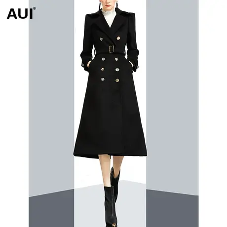 高端大气轻奢时尚宽松毛呢外套女冬2022新款中长款过膝呢子大衣潮商品大图