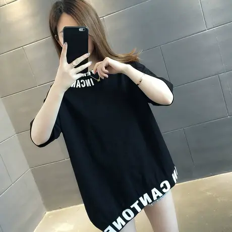 女装2024年新款春季春装纯棉短袖T恤宽松上衣服设计感打底衫爆款商品大图