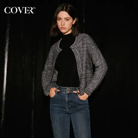 COVER冬季混色花纱编织小香针织衫图片