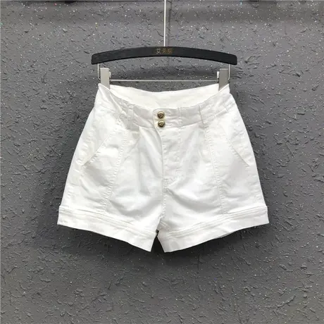 白色牛仔短裤阔腿裤女士夏季新款欧货时尚宽松显瘦百搭大口袋热裤图片
