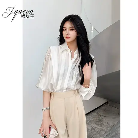长袖衬衫女士上衣夏季法式小众设计感气质微透宽松别致小个子衬衣商品大图