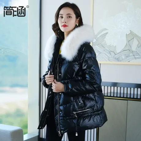 羽绒服女款2021年冬季新款棉衣棉袄毛领连帽修身休闲时尚保暖外套商品大图