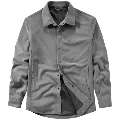 VIP灯芯绒长袖衬衫外套男春秋美式复古夹克纯色休闲工装衬衣潮流商品大图