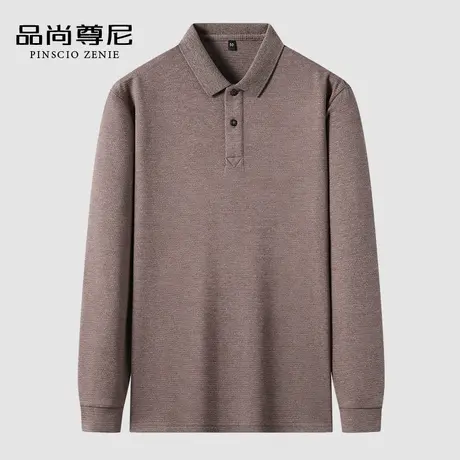【珠地棉】宽松百搭基础纯色POLO衫男士中老年爸爸长袖T恤春秋款图片