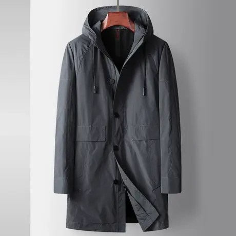 风衣外套男春季新款黑色中长款高级感大衣男士连帽春秋季夹克外套商品大图