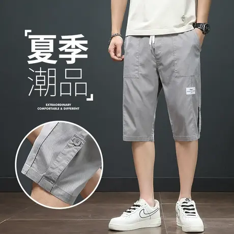七分休闲短裤男士夏季薄款宽松外穿夏天2023新款潮牌7分裤子男款商品大图