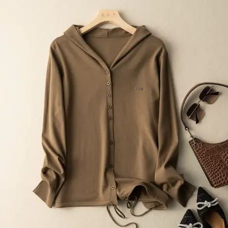 连帽长袖针织卫衣开衫毛衣休闲百搭复古上衣外套宽松2024春季新款商品大图
