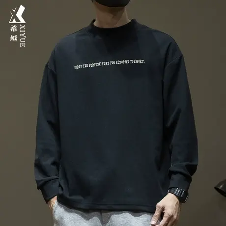 300g重磅德绒长袖T恤男秋冬季潮牌美式宽松大码男士防静电打底衫商品大图