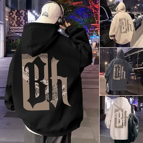 高街卫衣男潮牌春秋季vintage套头日系cityboy宽松外套重磅连帽衫商品大图