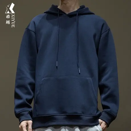 希越极简主义连帽卫衣男2024春季潮牌宽松大码男士套头上衣情侣款图片