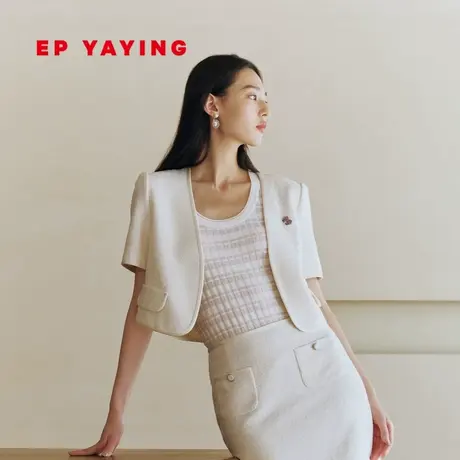 EP YAYING雅莹国风 肌理感提花粗花呢外套女 2024春装新款1210A图片