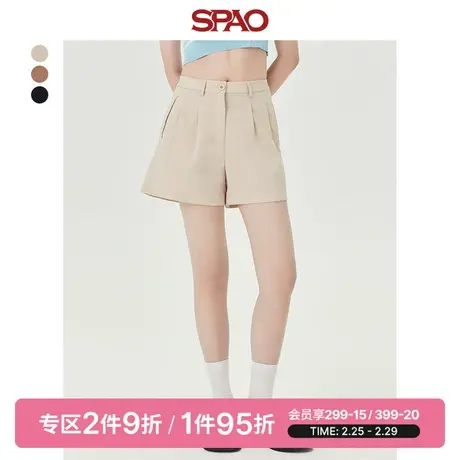 SPAO女士春季新款休闲宽松直筒高腰韩版短裤SPTHD25S20商品大图