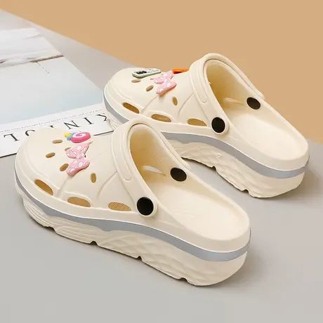 洞洞鞋女踩屎感厚底防滑防臭舒适包头半拖鞋护士外穿网红沙滩凉鞋图片