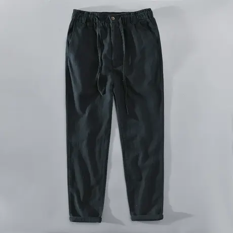 棉麻休闲裤男宽松男士裤子春秋季黑色小脚百搭夏季帅气长裤高档潮图片