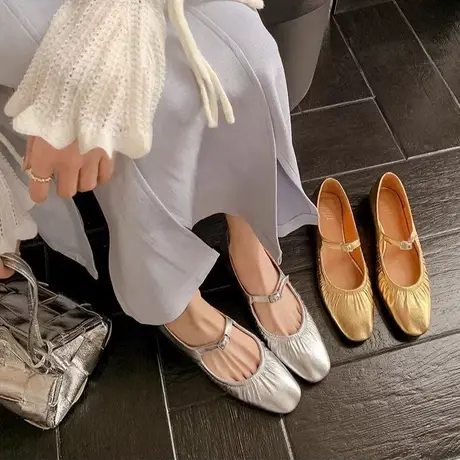 品牌鞋法式玛丽珍鞋女2024春季新款单鞋复古芭蕾舞鞋一字带圆头平商品大图