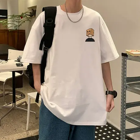 短袖t恤男2024新款夏季简约纯棉体恤衫oversize港风潮流休闲半袖商品大图