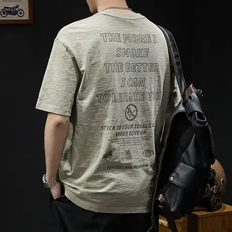 2024新款衣服男款圆领大码男装体恤图片