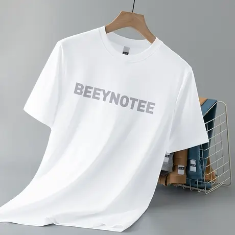 液氨丝光棉白色t恤男短袖冰丝凉感速干半袖潮牌潮流字母印花体恤商品大图