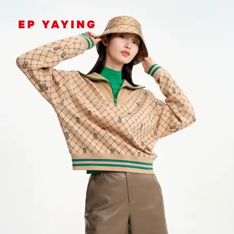 EP YAYING雅莹女装 休闲时尚提花翻领宽松卫衣 商场同款5230A图片