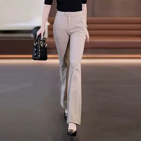 职业西装微喇裤女2023新款春夏高腰显瘦休闲裤小个子垂感喇叭裤子商品大图