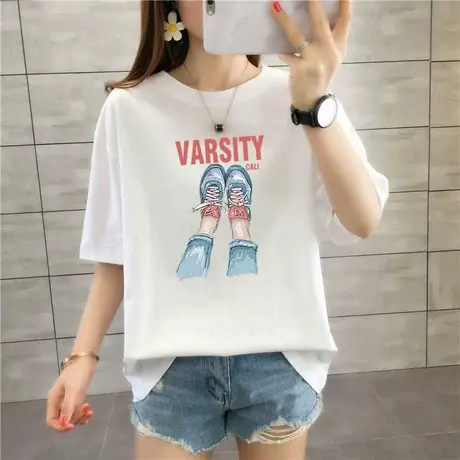 ins港风短袖t恤女2023年夏季新款韩版宽松原宿百搭学生半袖上衣潮商品大图