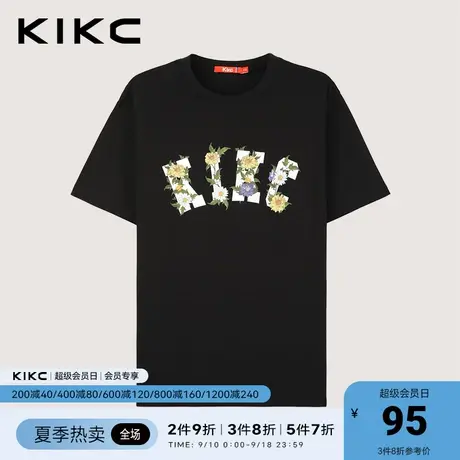 【花卉系列】kikct恤男2023春夏新款LOGO花卉印花休闲百搭短袖图片