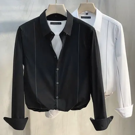 白色衬衫男长袖修身韩版潮流商务高端正装男士衬衣春秋季男装上衣商品大图